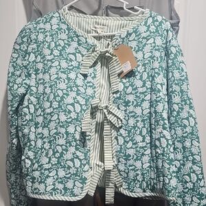 Main Strip Green Floral Jacket with Stripes